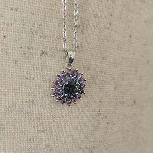 Dazzling Sterling Silver and Purple Gemstone Necklace